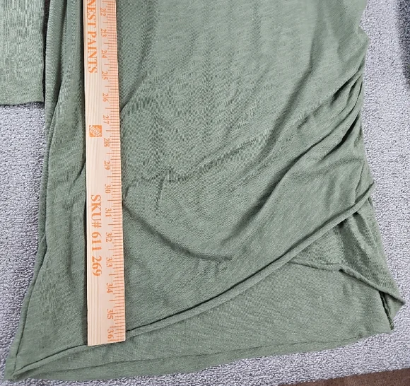 Pink Lily Heathered Green Bodycon Ruched Side Gather Long Sleeve Crew Sz Medium - Picture 9 of 9